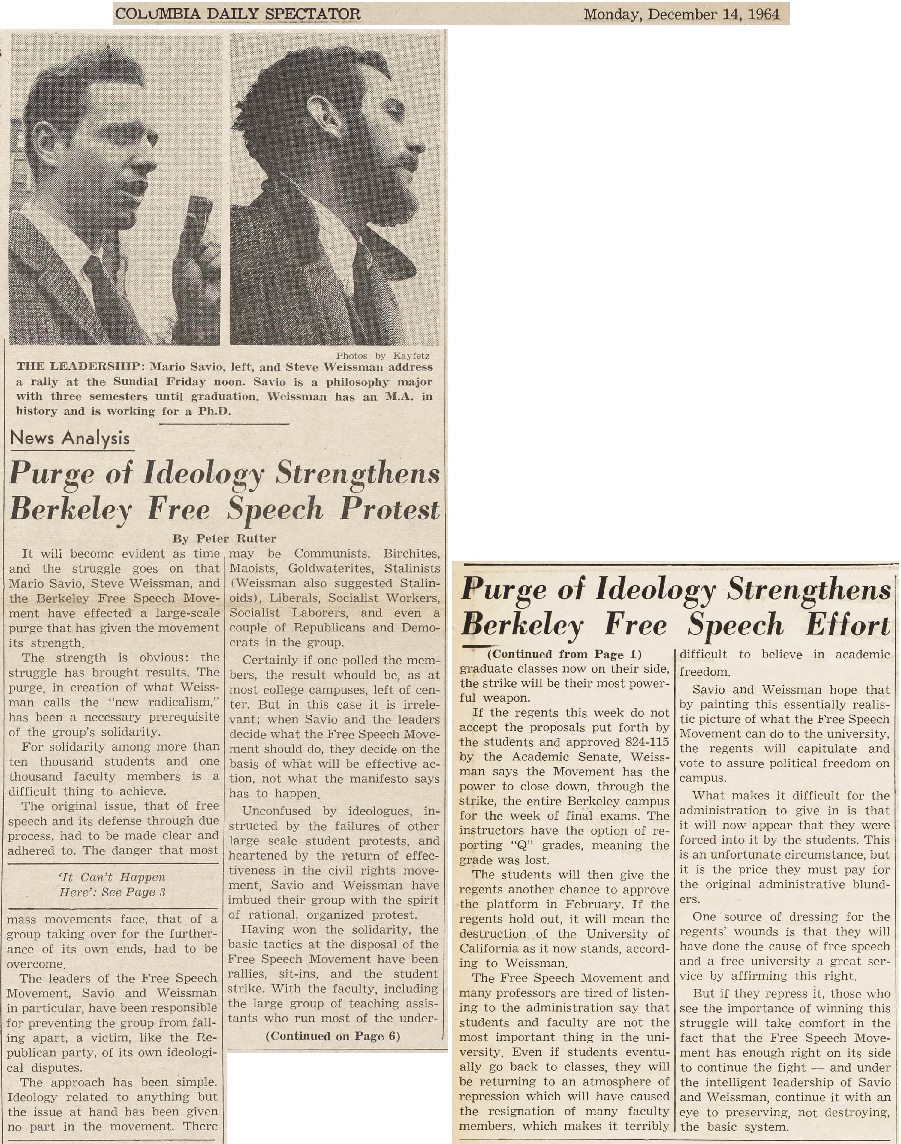 Columbia University and the Free Speech Movement